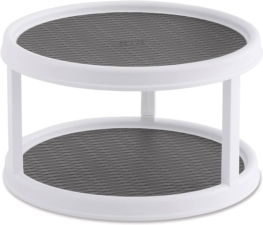Copco Non-Skid Turntable, 2-Tier, 12-Inch, Durable & Easy Clean, White/Gray | Amazon (US)