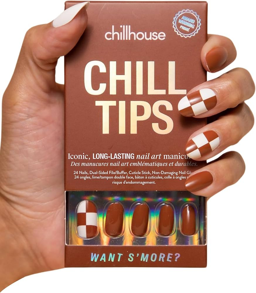 Chillhouse Chill Tips Signatures Press On Nails Kit, Want S'more? - 24 Nail Shapes & Sizes, Dual-... | Amazon (US)