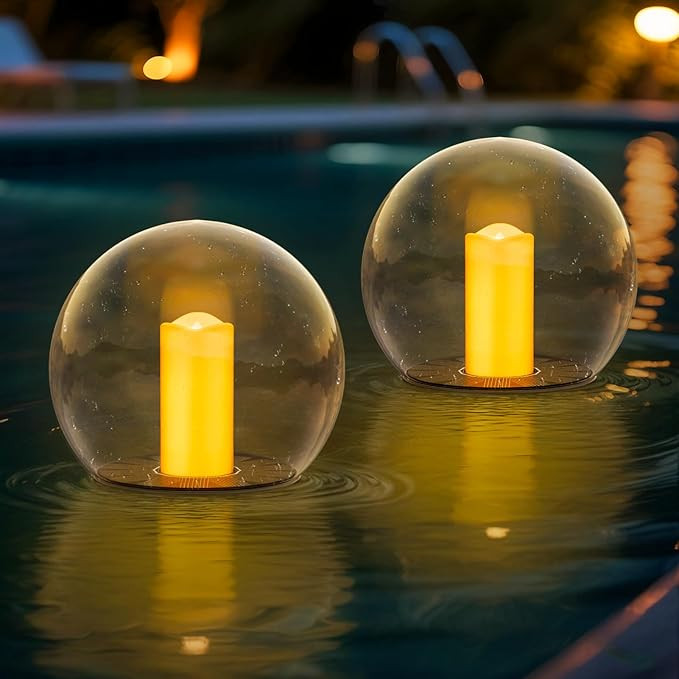 2-Pack 7.4x7.3 Solar Floating Pool Lights Ball Outdoor Water-Resistant IP66 Solar-Powered that Fl... | Amazon (US)