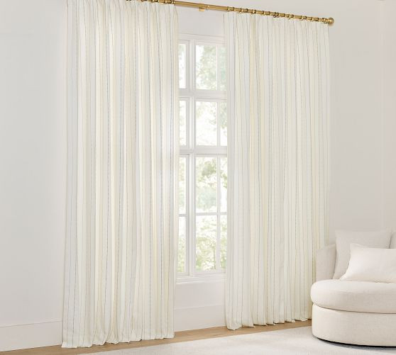 Isle Embroidered Striped Curtain | Pottery Barn (US)