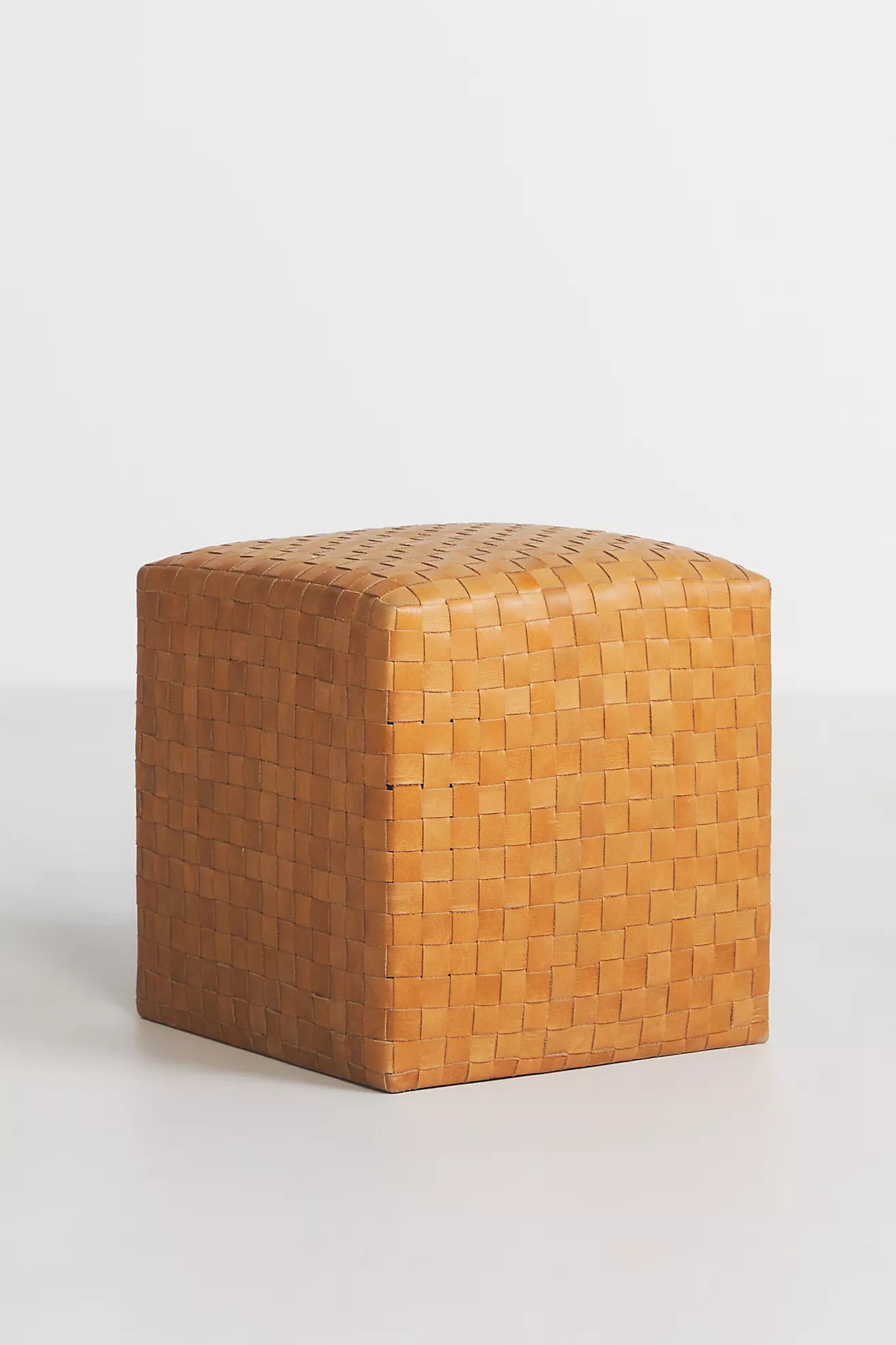 Cove Woven Leather Ottoman | Anthropologie (US)