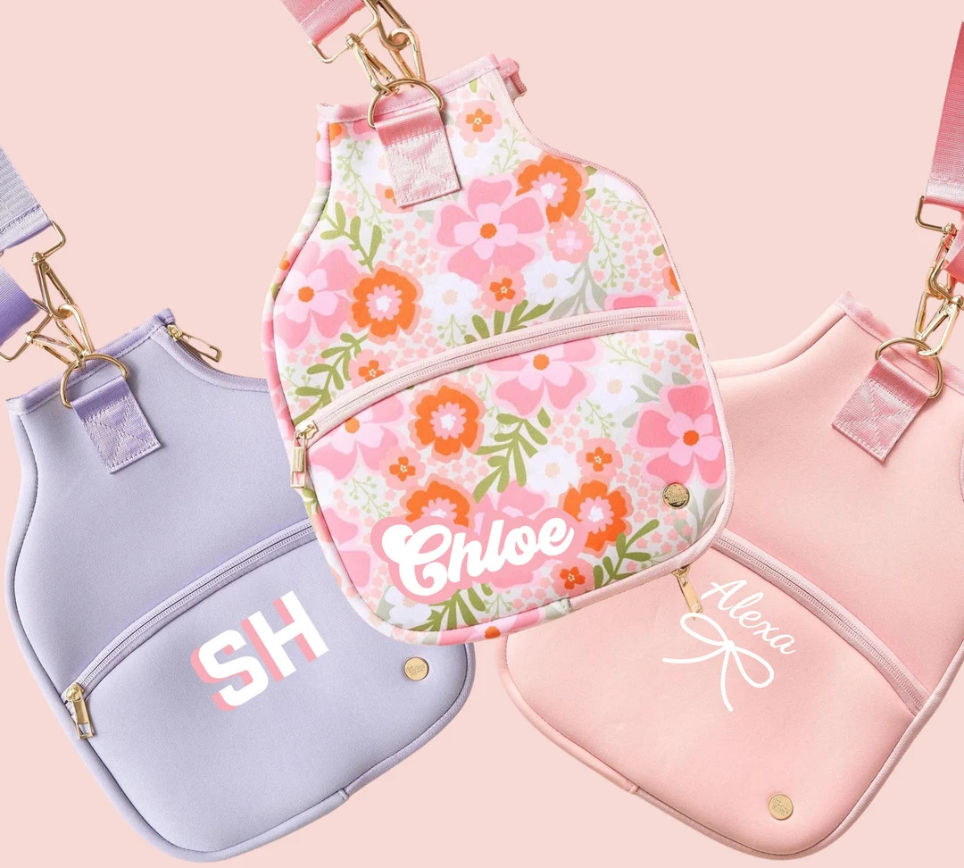 Personalized Floral Pickleball Paddle Bag for Woman Colorful Pickleball Paddle Cover Crossbody Ba... | Etsy (US)