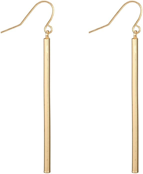 Punk Simple Style Gold/Silver Plated Lightning Long Exaggerated Square Geometric Stick Drop Dangl... | Amazon (US)