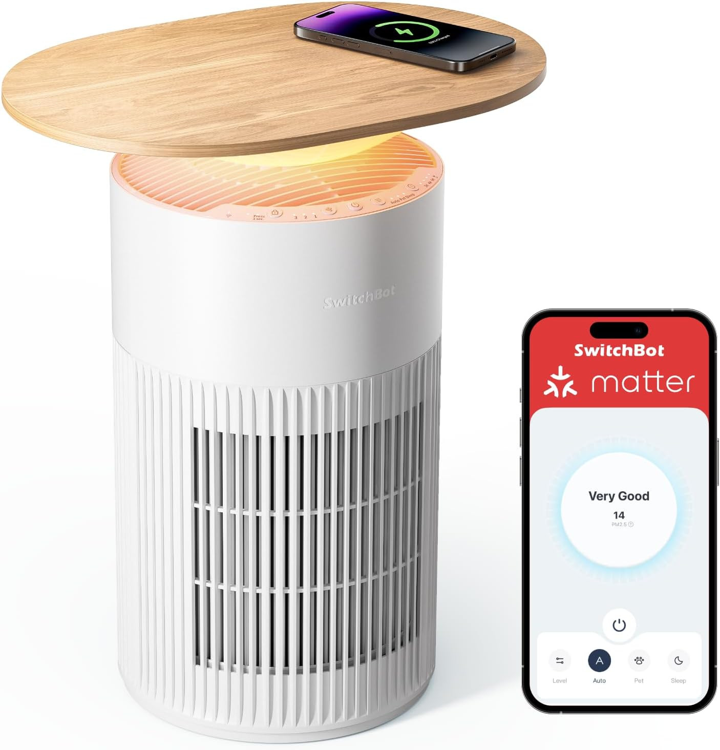 SwitchBot Air Purifier for Home Large Room, Matter, Up to 3620 ft², Air Purifier for Wildfire Smoke, Pets, Odors, 20dB, Washable Pre-filter, Pet Mode, RGB Light, Work with Alexa, HomeKit, Google Home | Amazon (US)