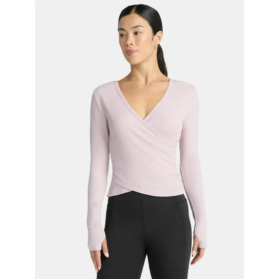 Avia Women's Reversible Wrap Top with Long Sleeves, Sizes XS-XXXL - Walmart.com | Walmart (US)