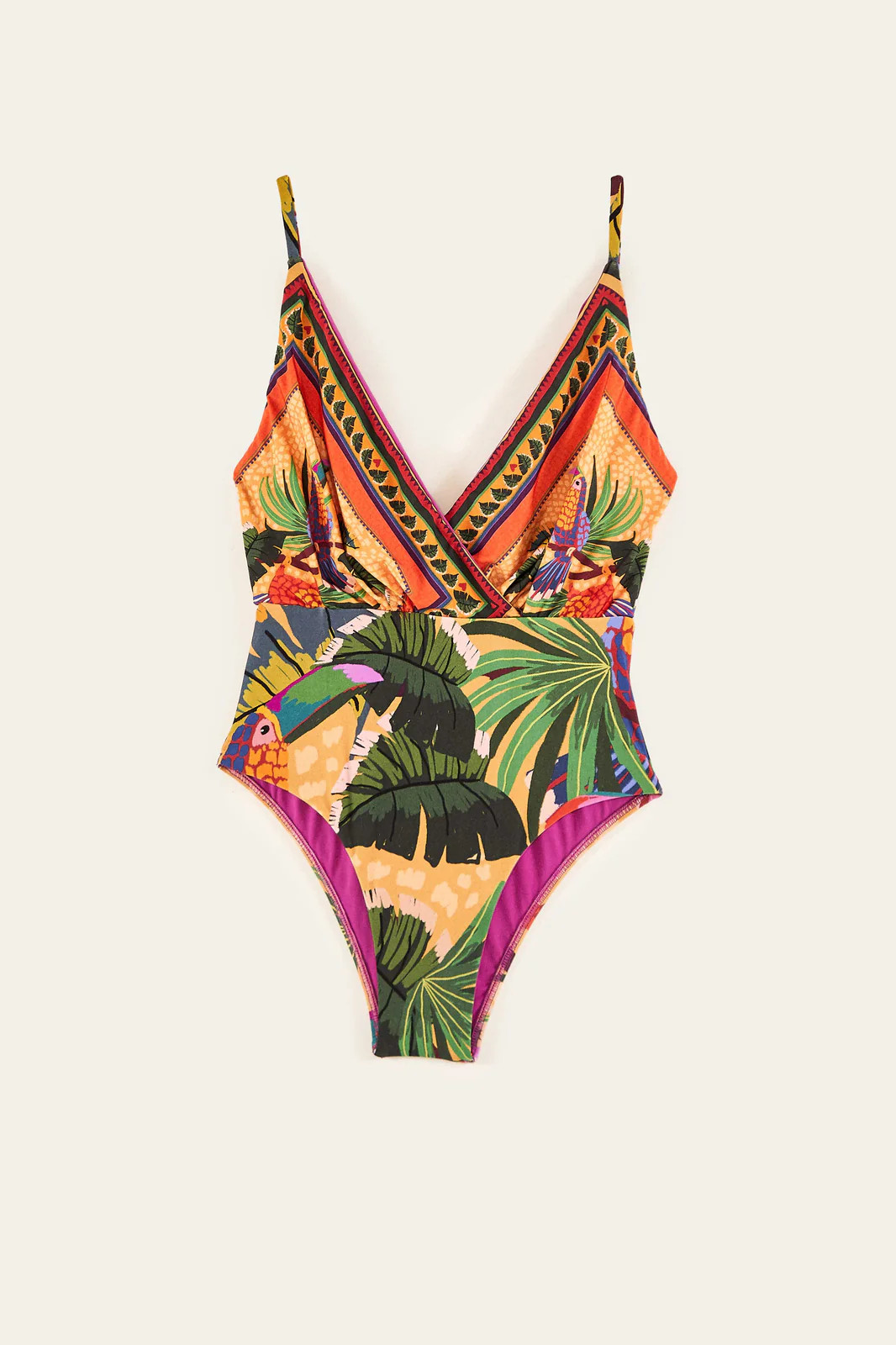 SAND PAINTED TOUCANS SCARF ONE PIECE | FarmRio (US)