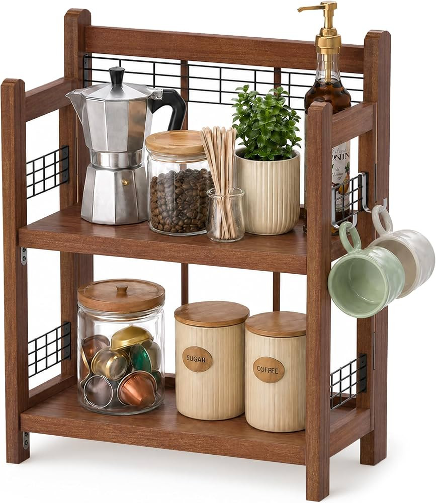 No-Assembly Coffee Bar Organizer, 2-Tier Coffee Station Shelf | Amazon (US)