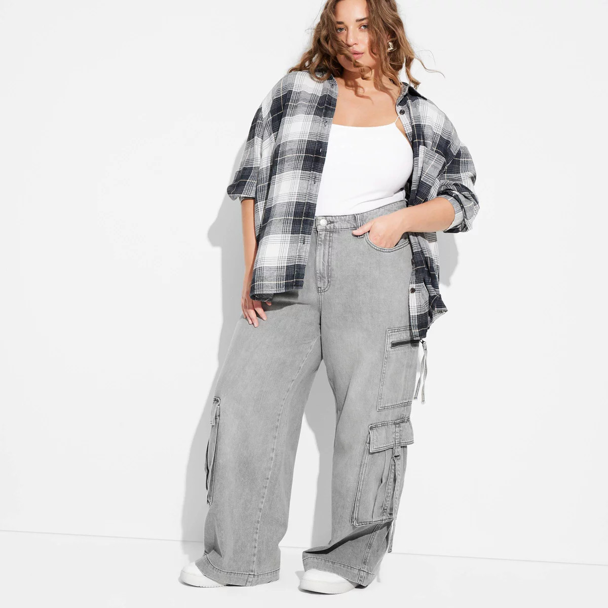 Women's Mid-Rise Wide Leg Cargo Baggy Pants - Wild Fable™ | Target