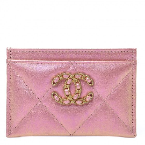 CHANEL Iridescent Calfskin Quilted 19 Card Holder Pink | Fashionphile