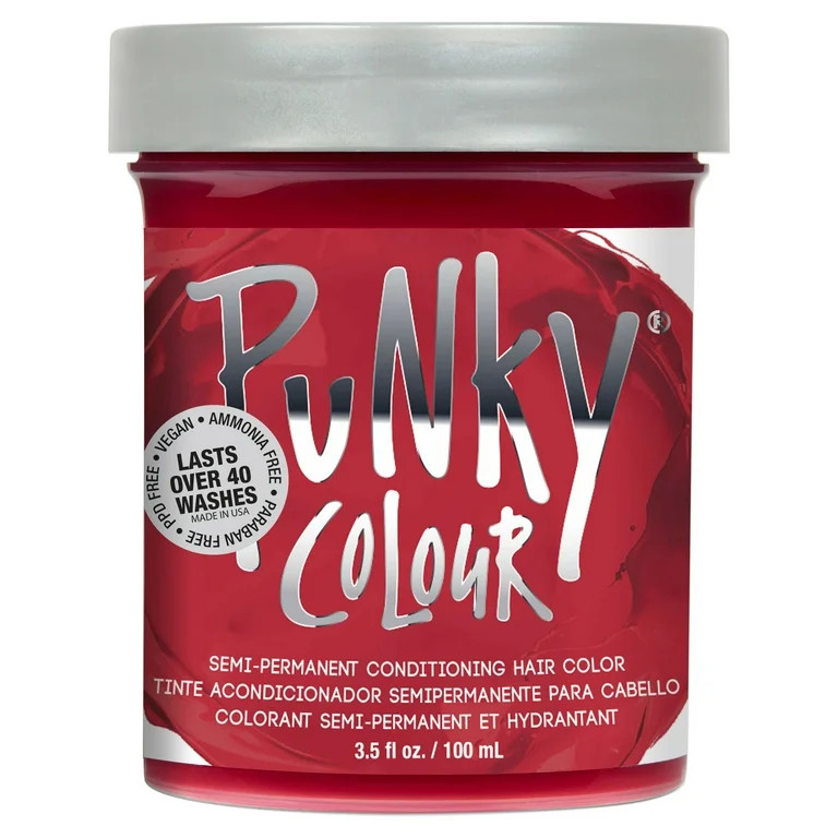PUNKY Semi-Permanent Hair Color, Vermillion Red, 3.5oz | Walmart (US)