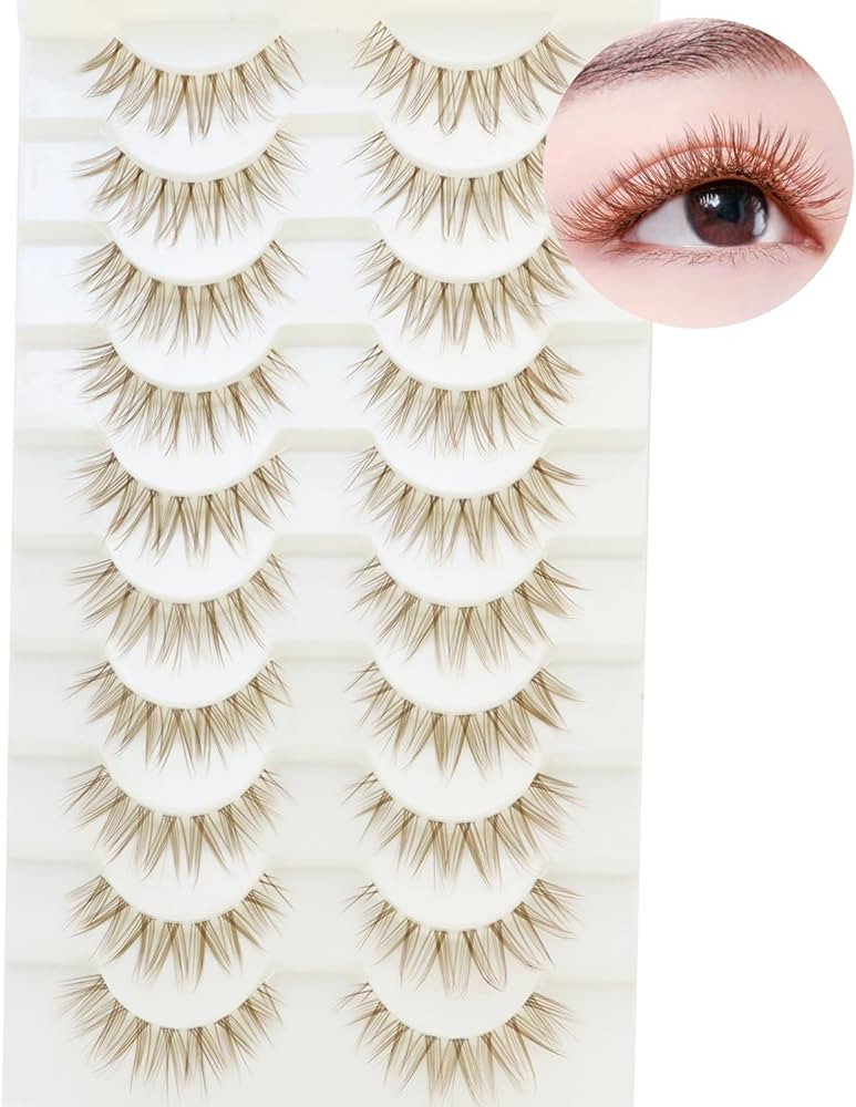 DAODER Brown Lashes Natural Look Short Wispy False Eyelashes Strip Clear Band Mink Lashes Brown F... | Amazon (US)