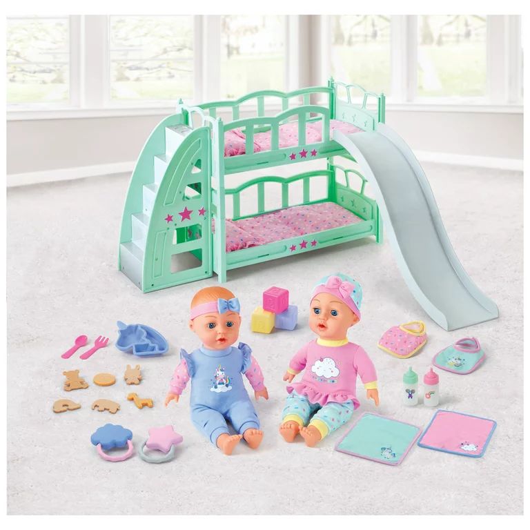 My Sweet Love Deluxe Bunk Bed Doll Playset, 36 Pieces, 14" Dolls | Walmart (US)