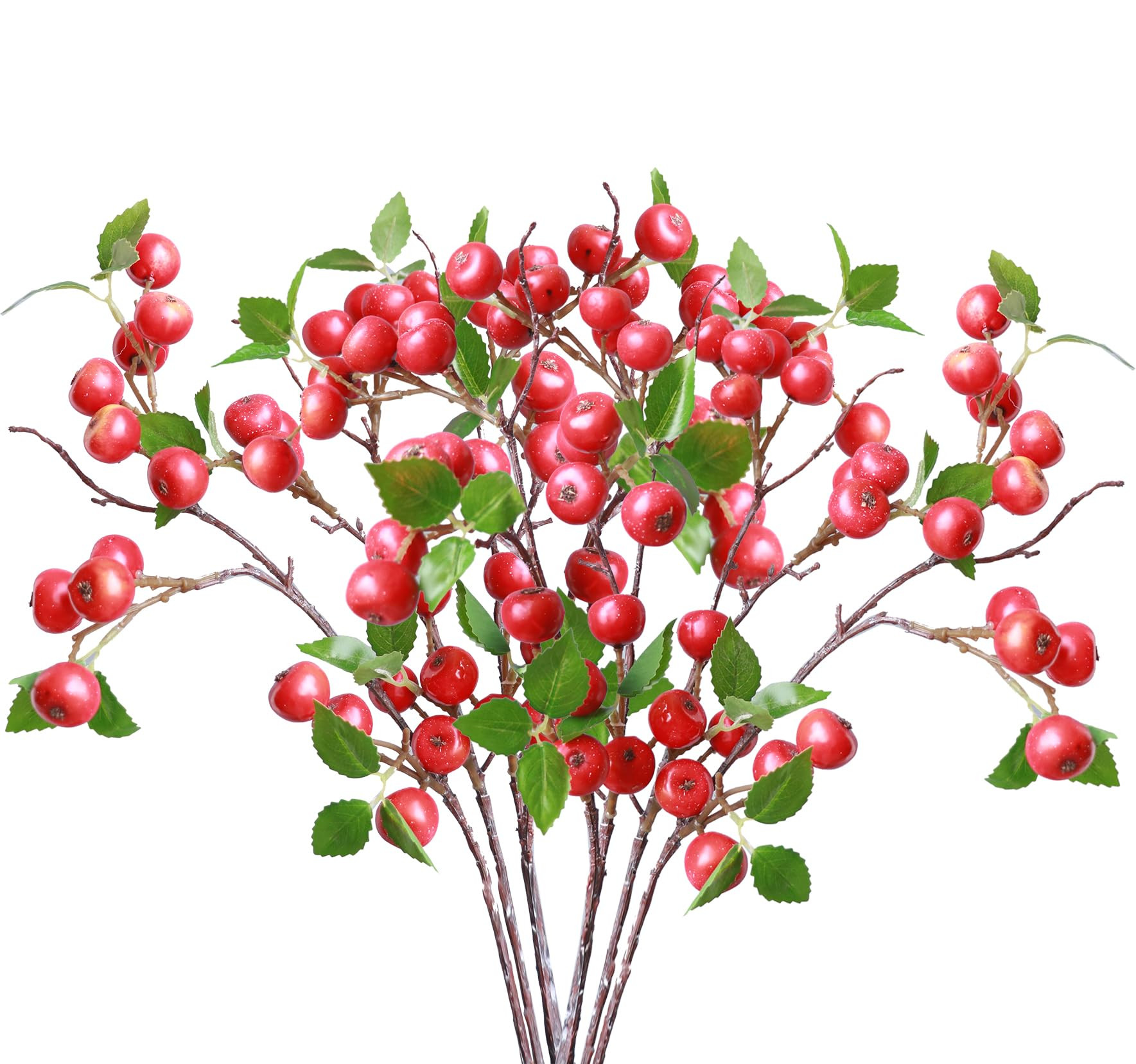 Forlaoers Realistic 8Pcs 21.6 Inch Red Berry Artificial Flowers Faux Berries Fruit Branches for K... | Amazon (US)