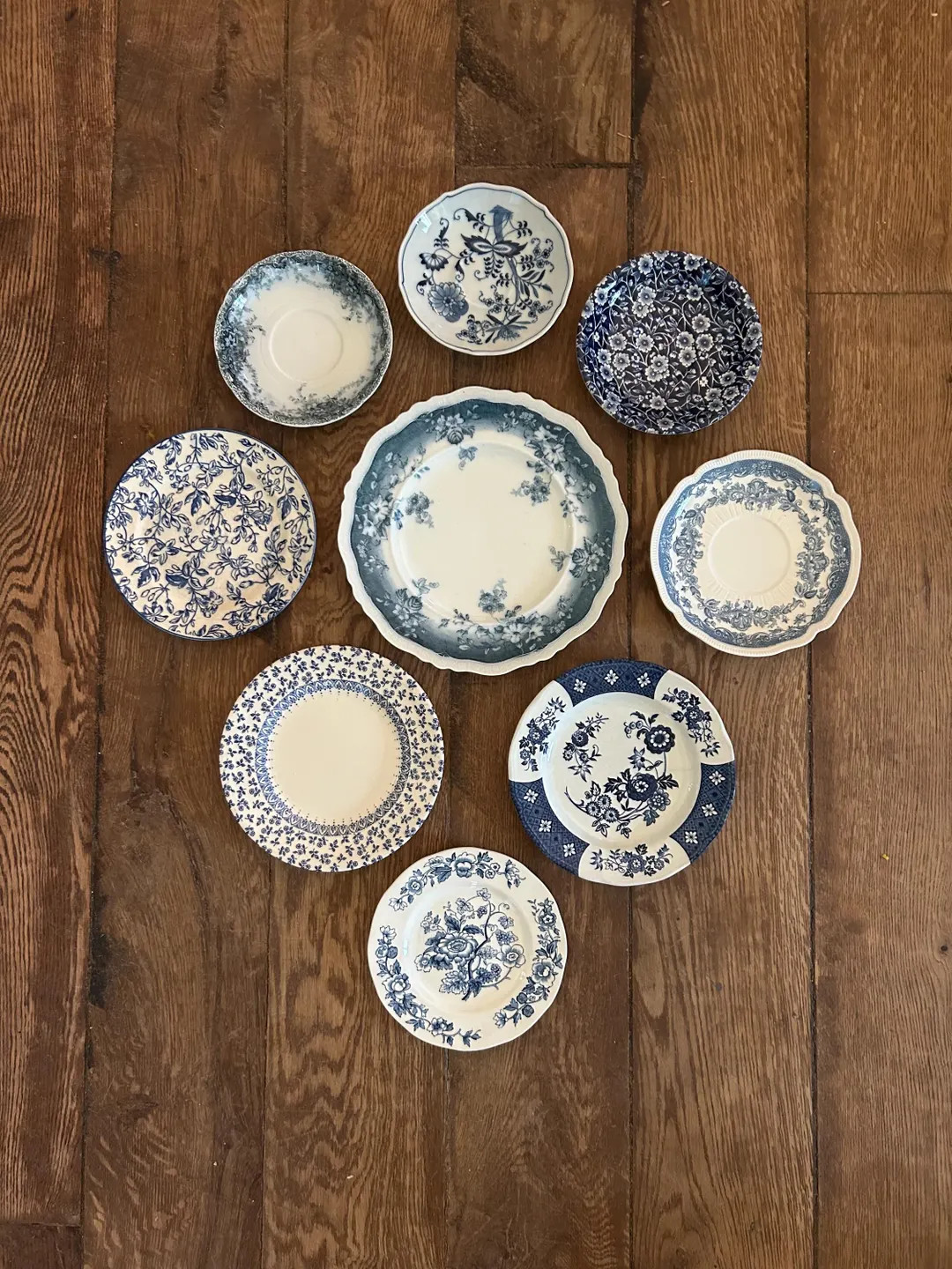 Beautiful Set of 9 Mismatched Vintage and Antique Floral Plates, Instant Plate Wall, Elegant All ... | Etsy (Global)
