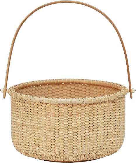 Classic Nantucket Round baskets with wood Knobs HandleWoven Basket Container Tote Cube Organizer ... | Amazon (US)