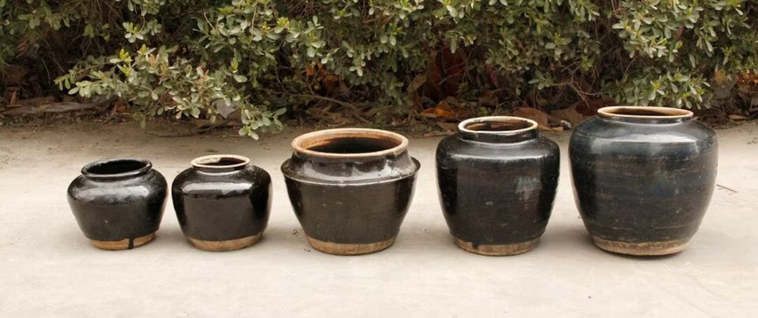 Black Glazed Vintage Oil Pot multiple Sizes - Etsy | Etsy (US)