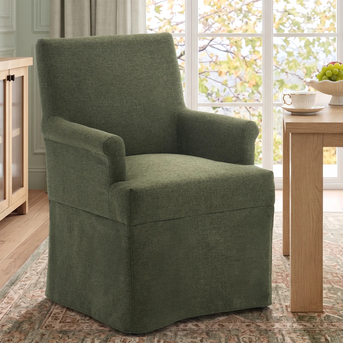 Elegant Upholstered Dining Chair  With Skirted Base, Accent Armchair For Living Room, Bedroom, Di... | Wayfair North America