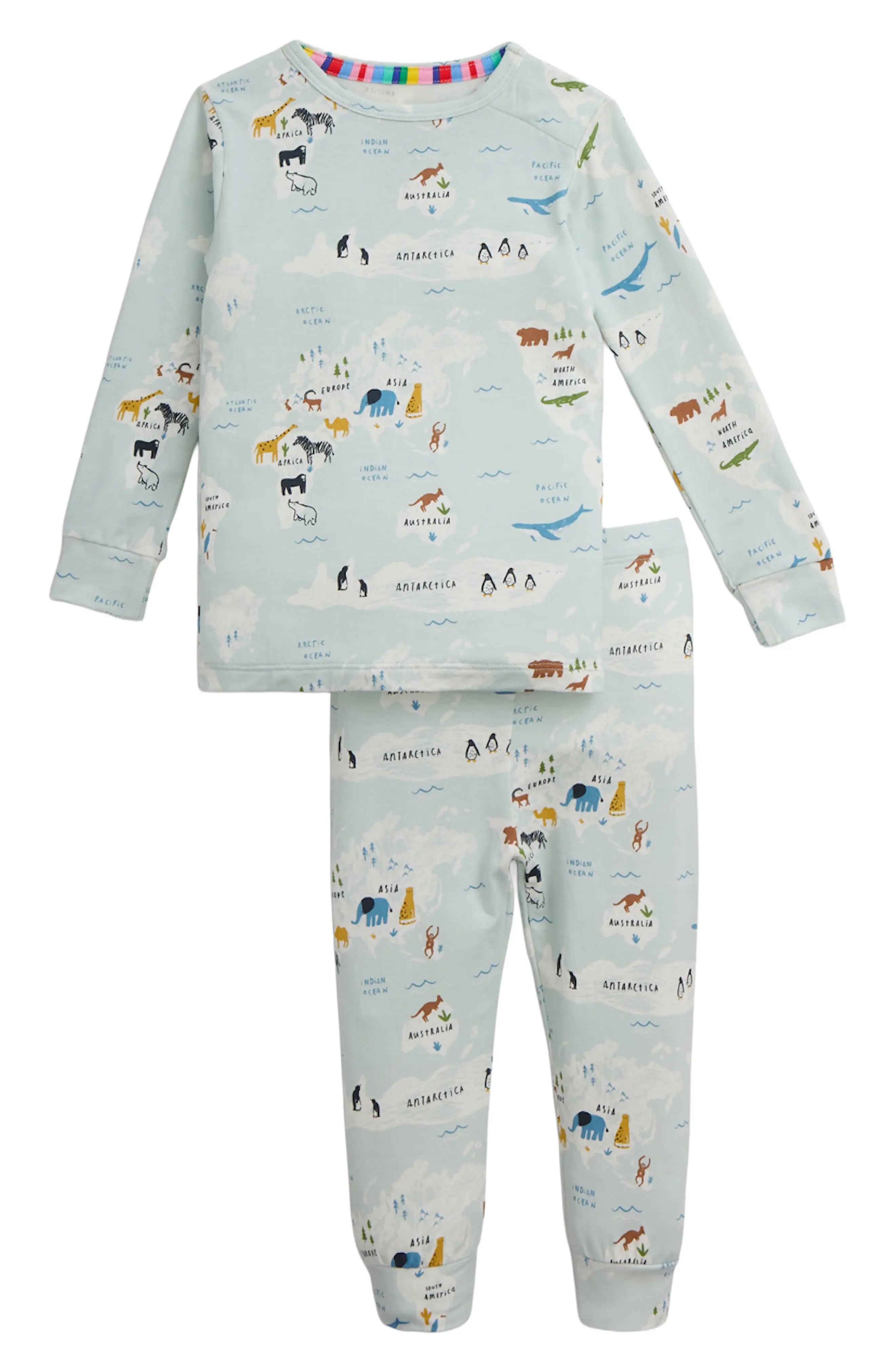 Magnetic Me Kids' Sea The World Two-Piece Fitted Pajamas in Blue at Nordstrom, Size 9-12M | Nordstrom