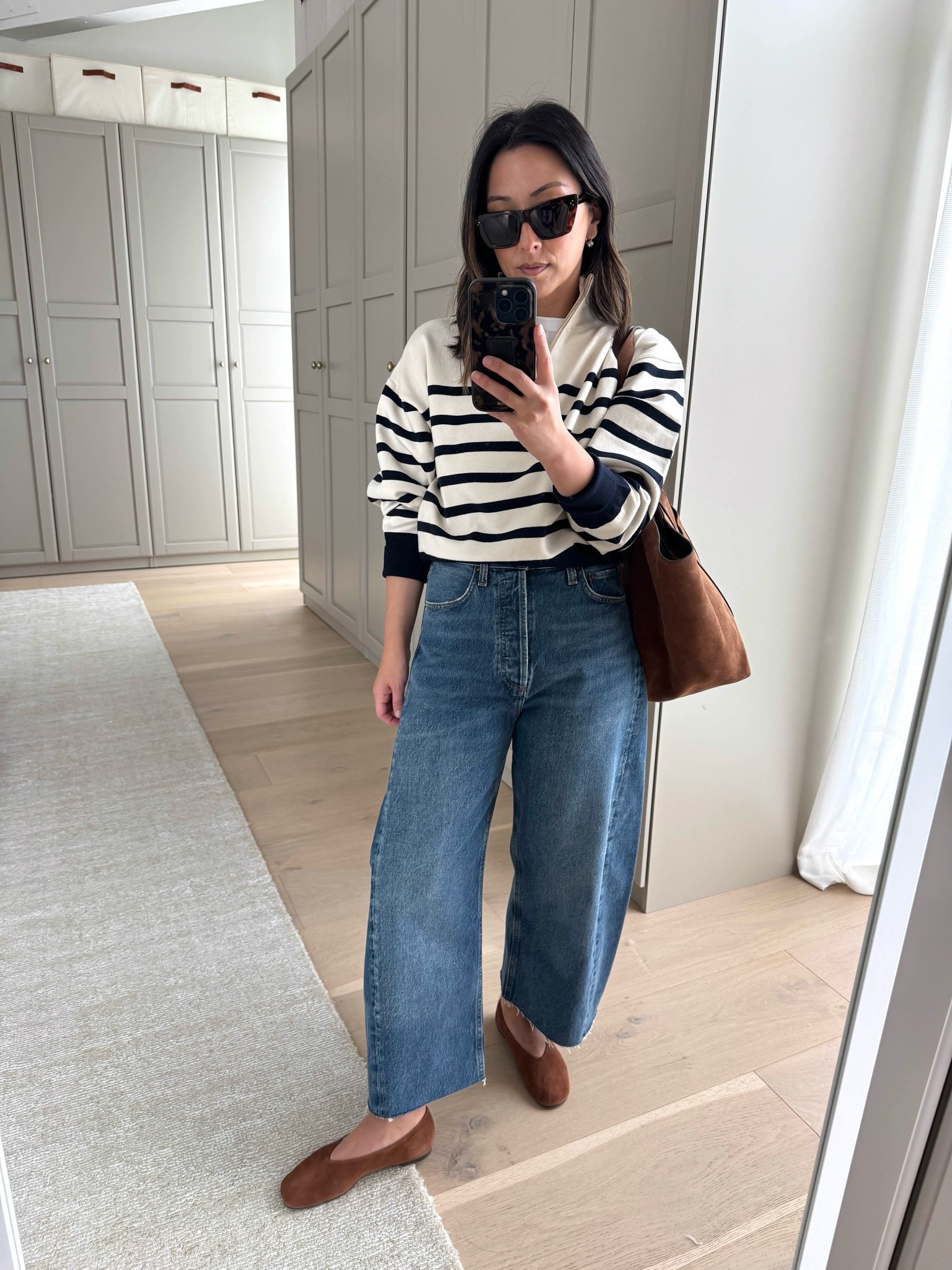 Make sure to add this Zara knit to your order. Size up!

Zara jumper medium
Everlane tank xs
AGOLDE Luna jeans 25 - cut hems
Reformation flats 5 - runs slightly small but do stretch out
Sezane tote
Celine sunglasses 
Electric Picks earrings 
Dorsey James necklace 15”

#LTKmomlife #LTKPetite #LTKOver40