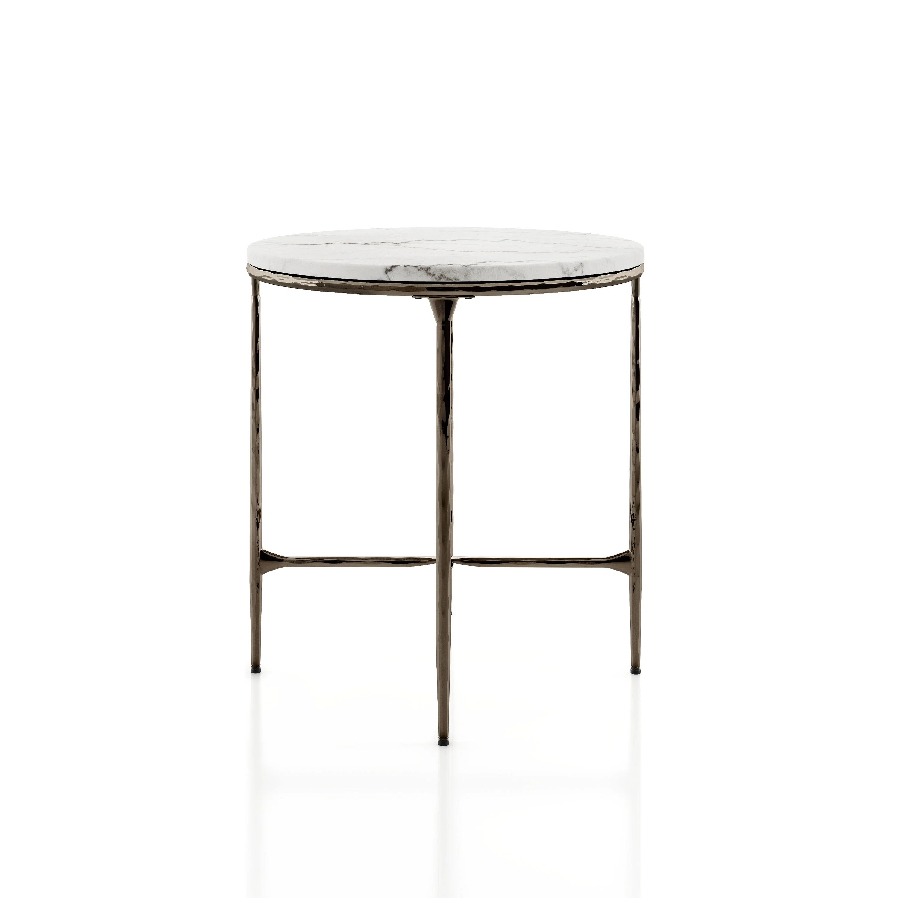 Aureum Modern 22"W Round Genuine Marble End Table with Metal X-Brace | Wayfair North America