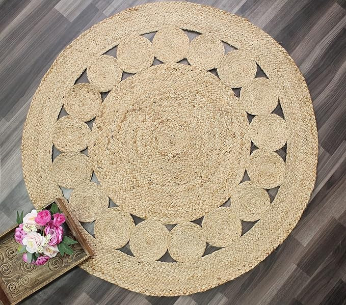 COTTON CRAFT Jute Braided Area Rug - Boho Farmhouse Rustic Vintage Area Accent Throw Rug - Handwo... | Amazon (US)