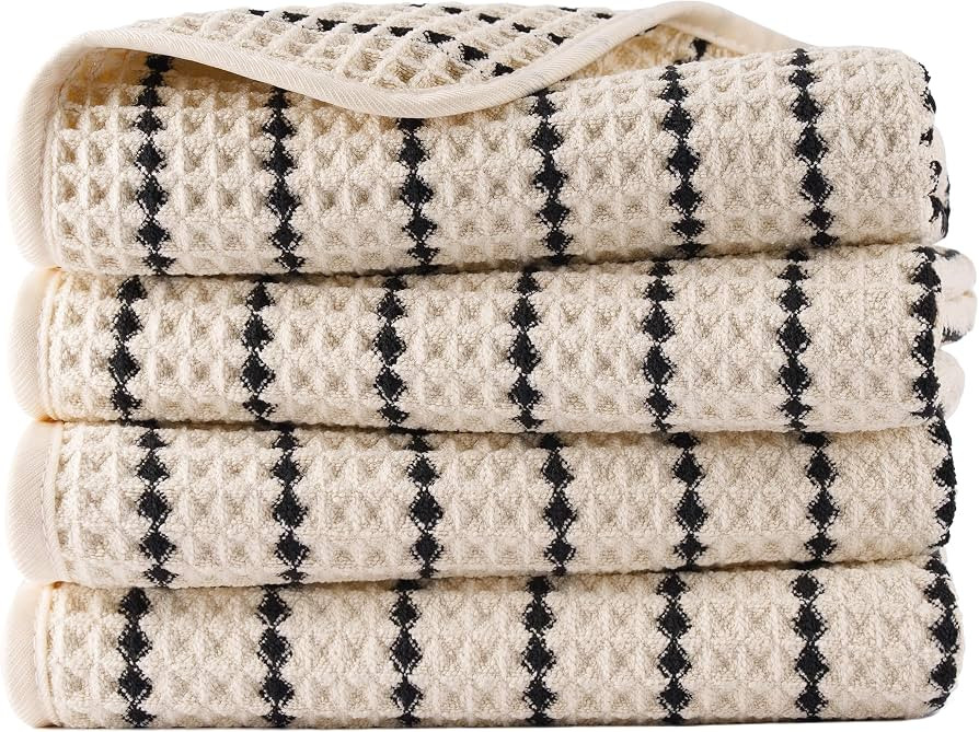 POLYTE 430 GSM Poly Blend Microfiber Quick Dry Waffle Hand Towel, 16x30 in | Amazon (US)