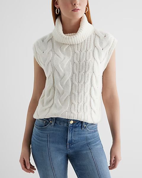 Cable Knit Turtleneck Sweater Vest | Express