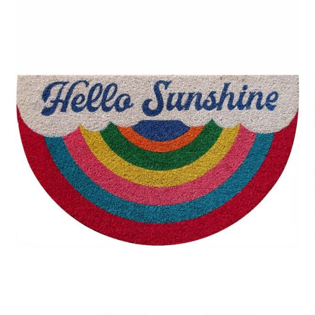 Multicolor Hello Sunshine Rainbow Coir Doormat | World Market
