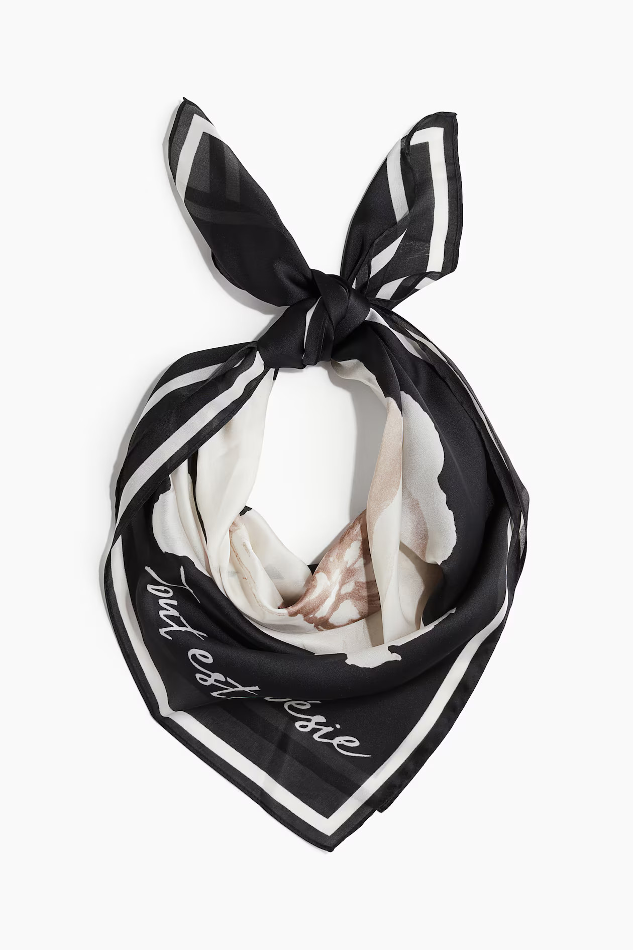 Patterned scarf - Black/Flower - Ladies | H&M GB | H&M (UK, MY, IN, SG, PH, TW, HK)