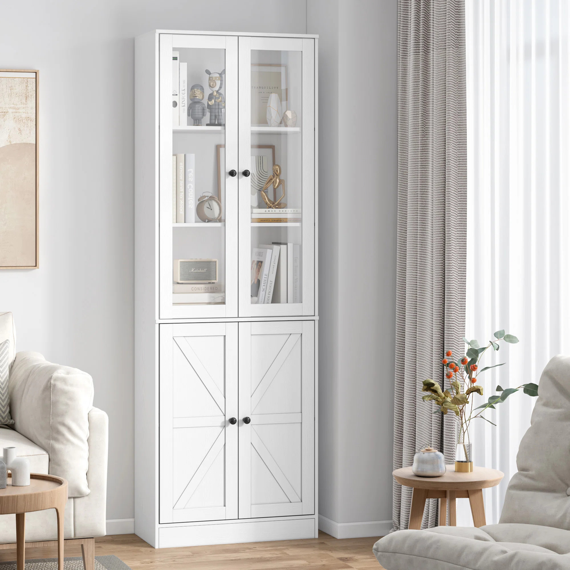 70.9'' H X 23.6'' W Standard Bookcase with Glass Door | Wayfair North America