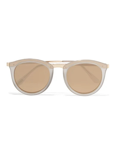 Le Specs - No Smirking Round-frame Acetate And Gold-tone Mirrored Sunglasses - one size | NET-A-PORTER (US)