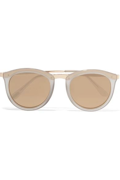 Le Specs - No Smirking Round-frame Acetate And Gold-tone Mirrored Sunglasses - one size | NET-A-PORTER (US)