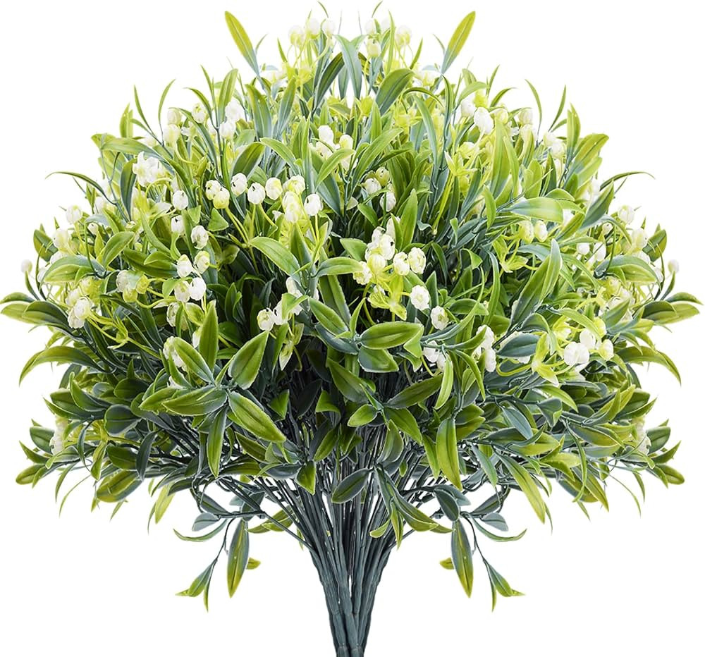 12 Pcs Artificial Plants & Flowers for Outdoors White Fake Outdoor Flowers UV Resistant for Home ... | Amazon (US)