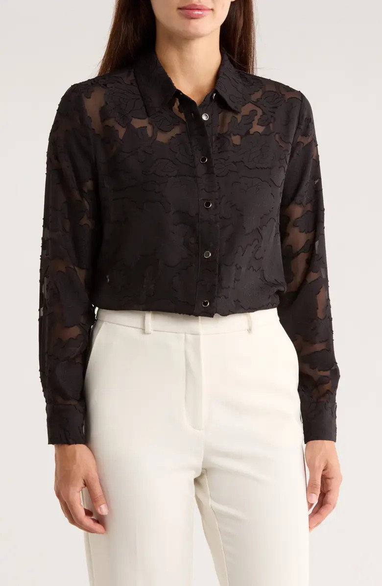 Burnout Floral Button-Up Shirt | Nordstrom Rack