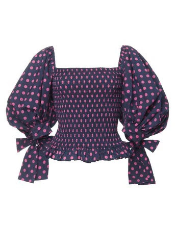 Nora Top (Navy Fuschia Polka Dot) | Milk Boutique