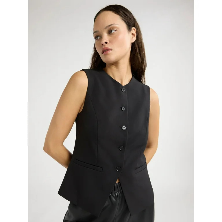 Scoop Women's Tailored Longline Crepe Vest, Sizes XS-XXL - Walmart.com | Walmart (US)