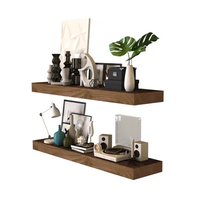 Chalissa 2 Piece Solid Wood Floating Shelf (Set of 2) | Wayfair North America
