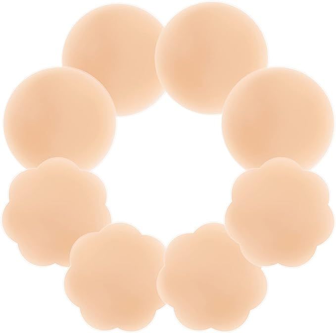 CHARMKING Nipple Covers 4 Pairs for Women, Reusable Adhesive Invisible Pasties Silicone Cover | Amazon (US)
