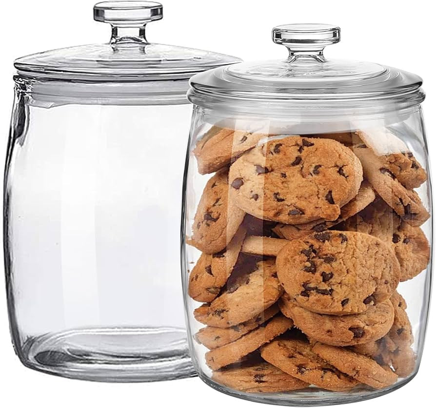 64 OZ Cookie Jar, 2 Pack Glass Jars with Lids, Apothecary Jars for Laundry Room Organizers and St... | Amazon (CA)