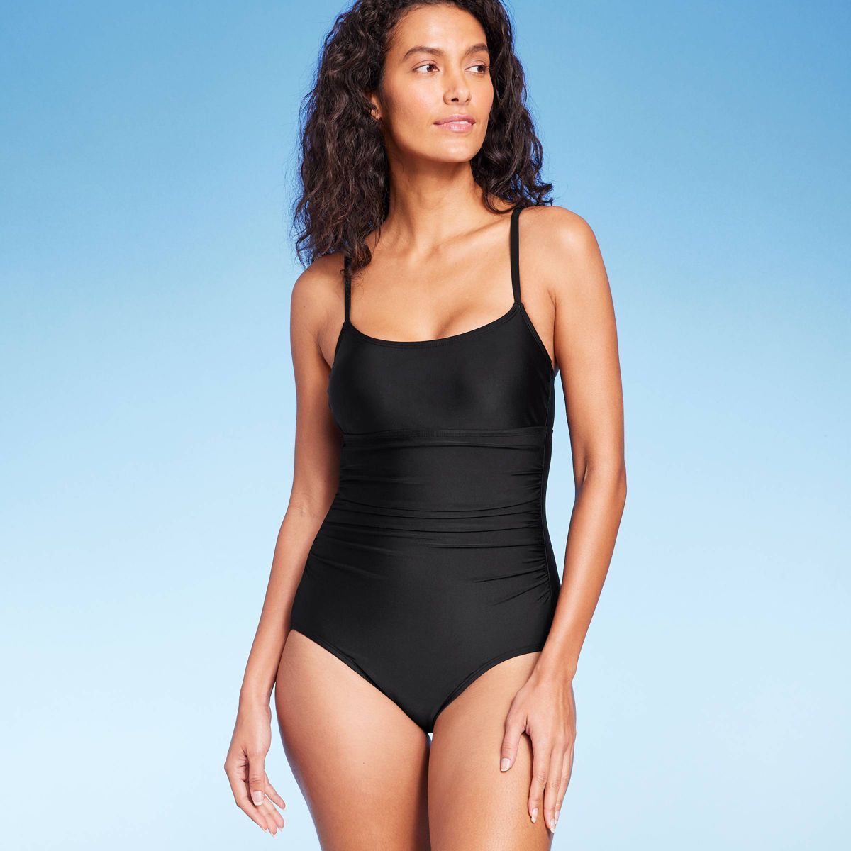Women's Full Coverage Shirred Front One Piece Swimsuit - Kona Sol™ Black | Target