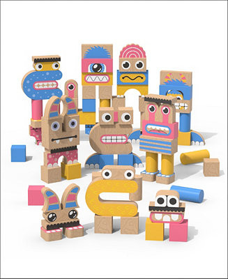 Make A Monster 100-Piece Solid Wood Block Set, Created for Macy's | Macy's