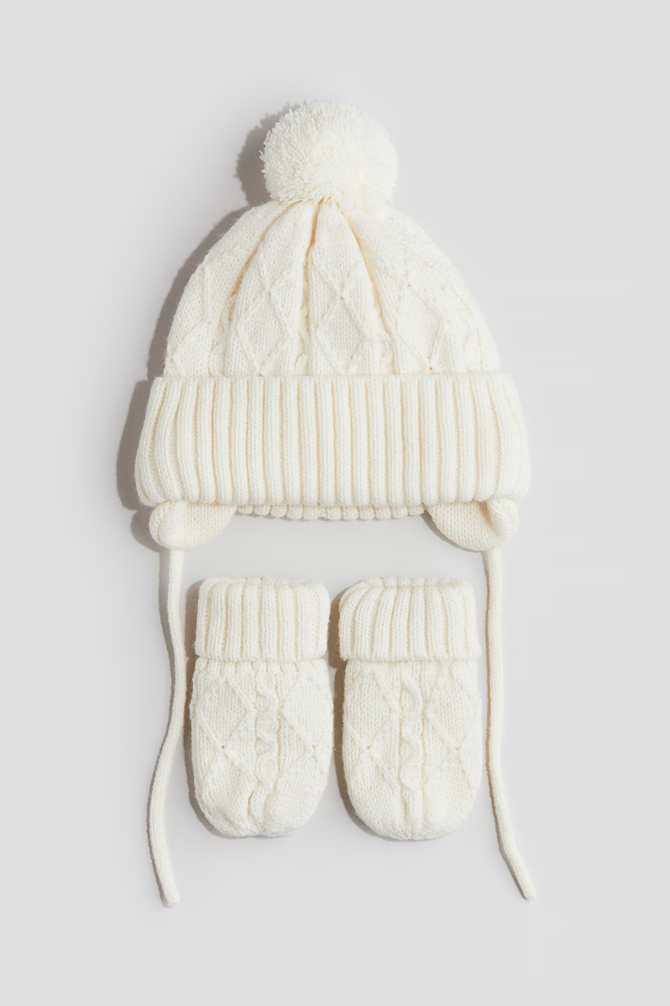 2-piece Beanie and Mittens Set - White - Kids | H&M CA | H&M (US + CA)