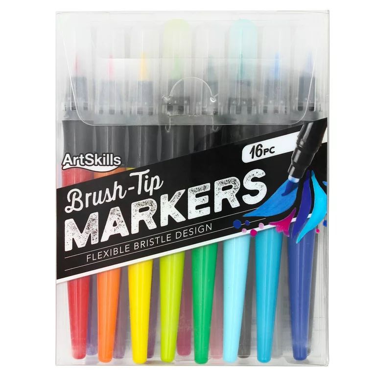 ArtSkills Artist Brush Tip Markers for Art, Drawing and Lettering, 16 Assorted Colors | Walmart (US)