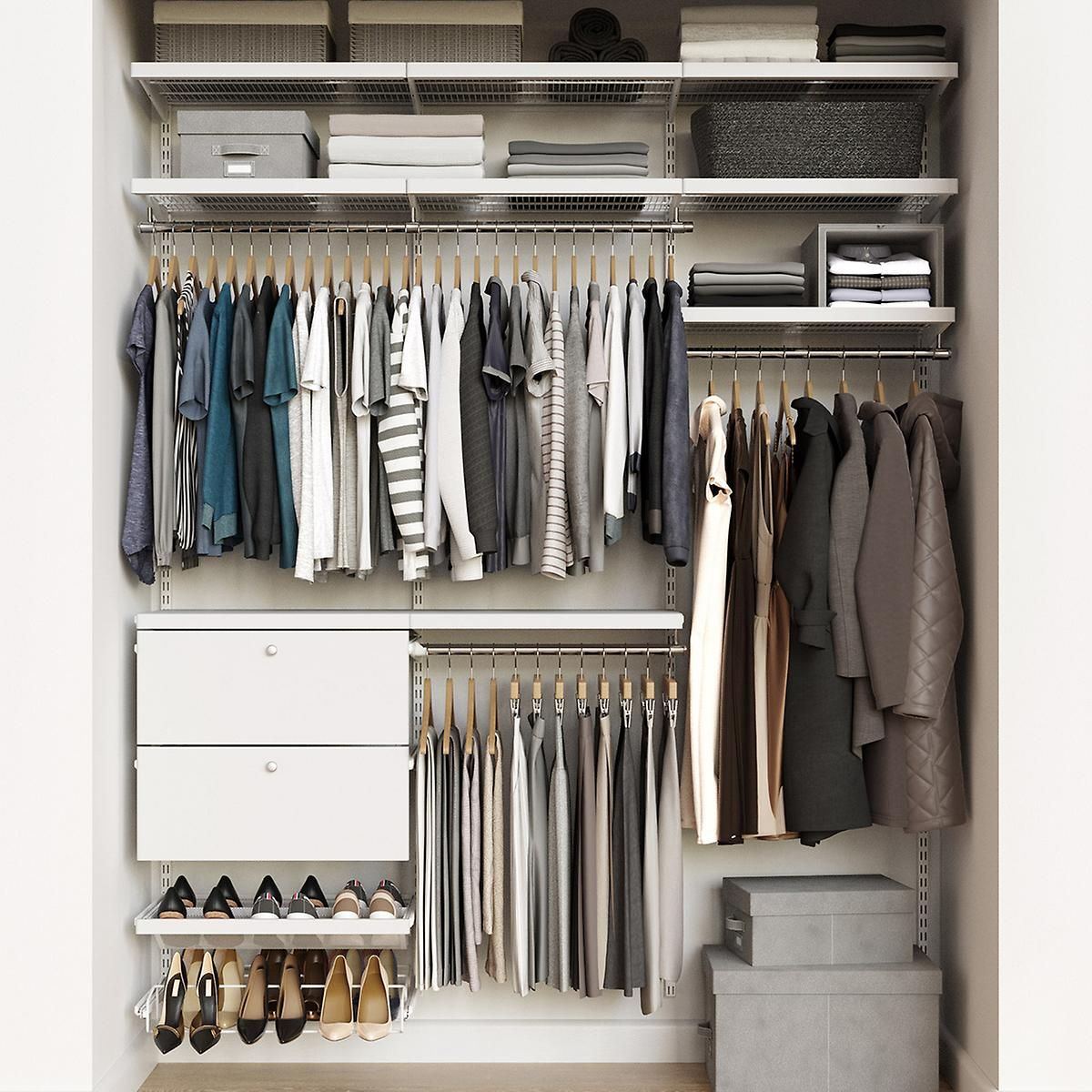 Elfa Décor 6' White Reach-In Drawer Front Closet | The Container Store