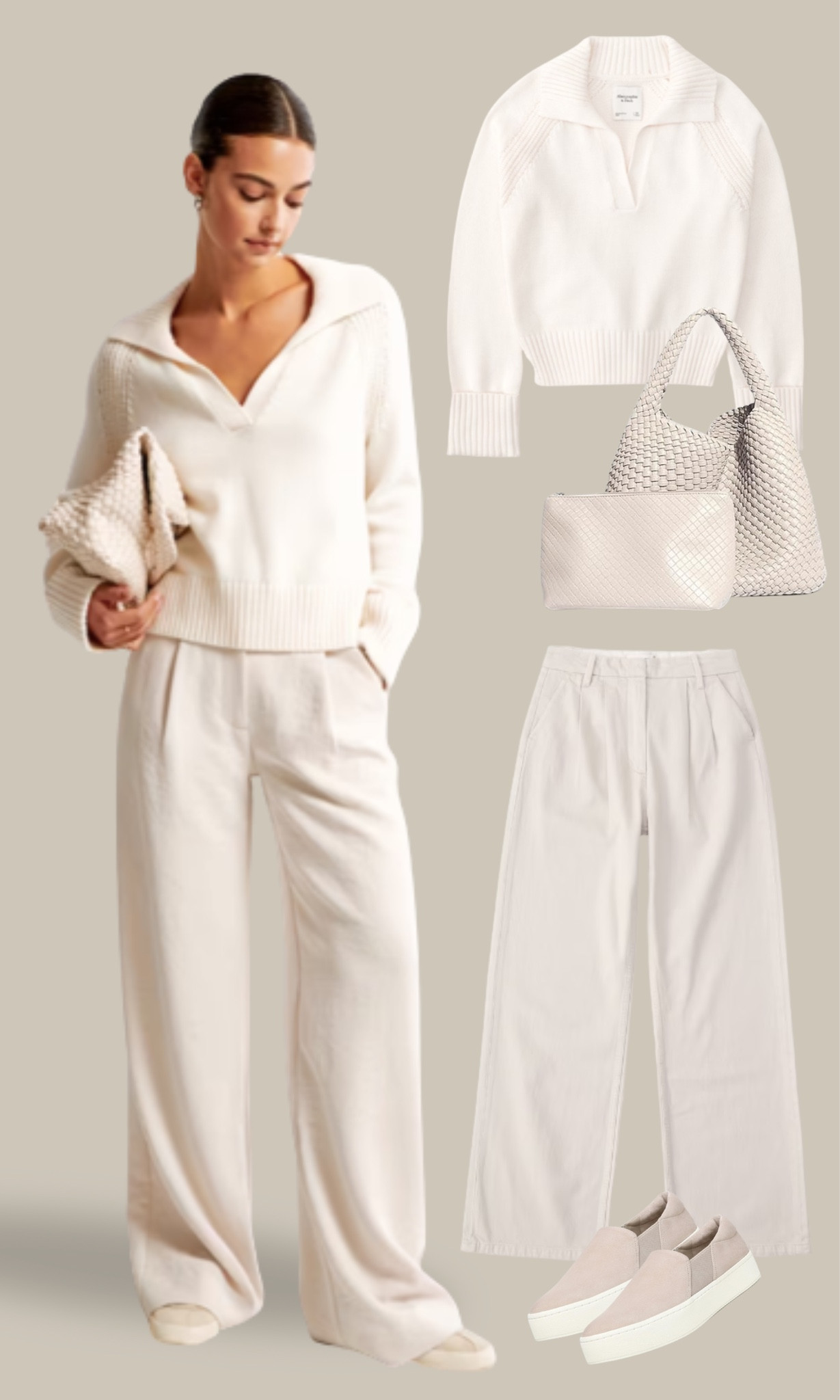 CREAMY FALL FASHION

I saw this look and was immediately obsessed. Monochromatic outfits and such an easy way to elevate your look and give “old money” vibes on a budget.

Here’s the formula:
- cream, collared sweater
- lightweight cream trousers
- woven cream handbag
- casual cream sneakers

#LTKstyletip #LTKtravel #LTKworkwear
