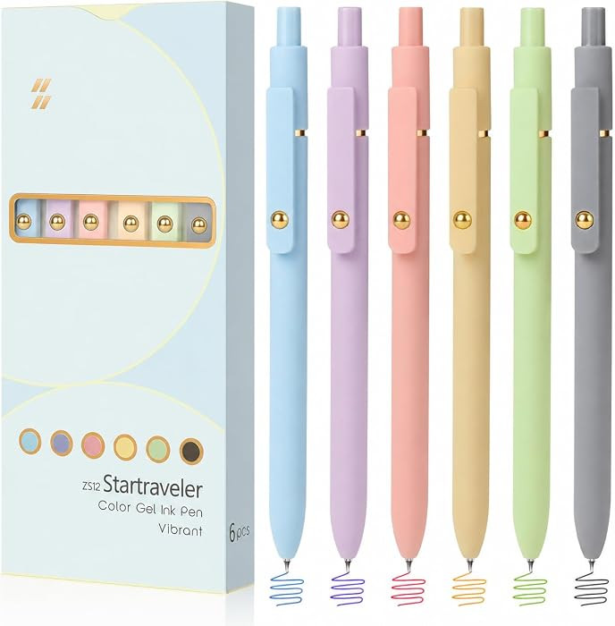 FIOVER Colored Pens, 6 Pack Colorful Gel Pens, Quick-Dry 0.7mm Medium Point for Journaling, Note ... | Amazon (US)