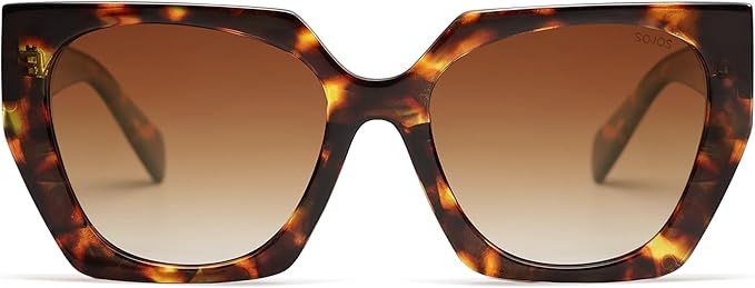 SOJOS Retro Polarized Oversized Sunglasses Womens Big Square Vintage Designer Sunnies SJ2205 | Amazon (US)