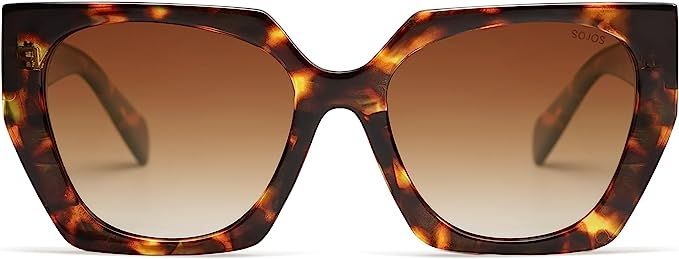 SOJOS Retro Polarized Oversized Sunglasses Womens Big Square Vintage Designer Sunnies SJ2205 | Amazon (US)