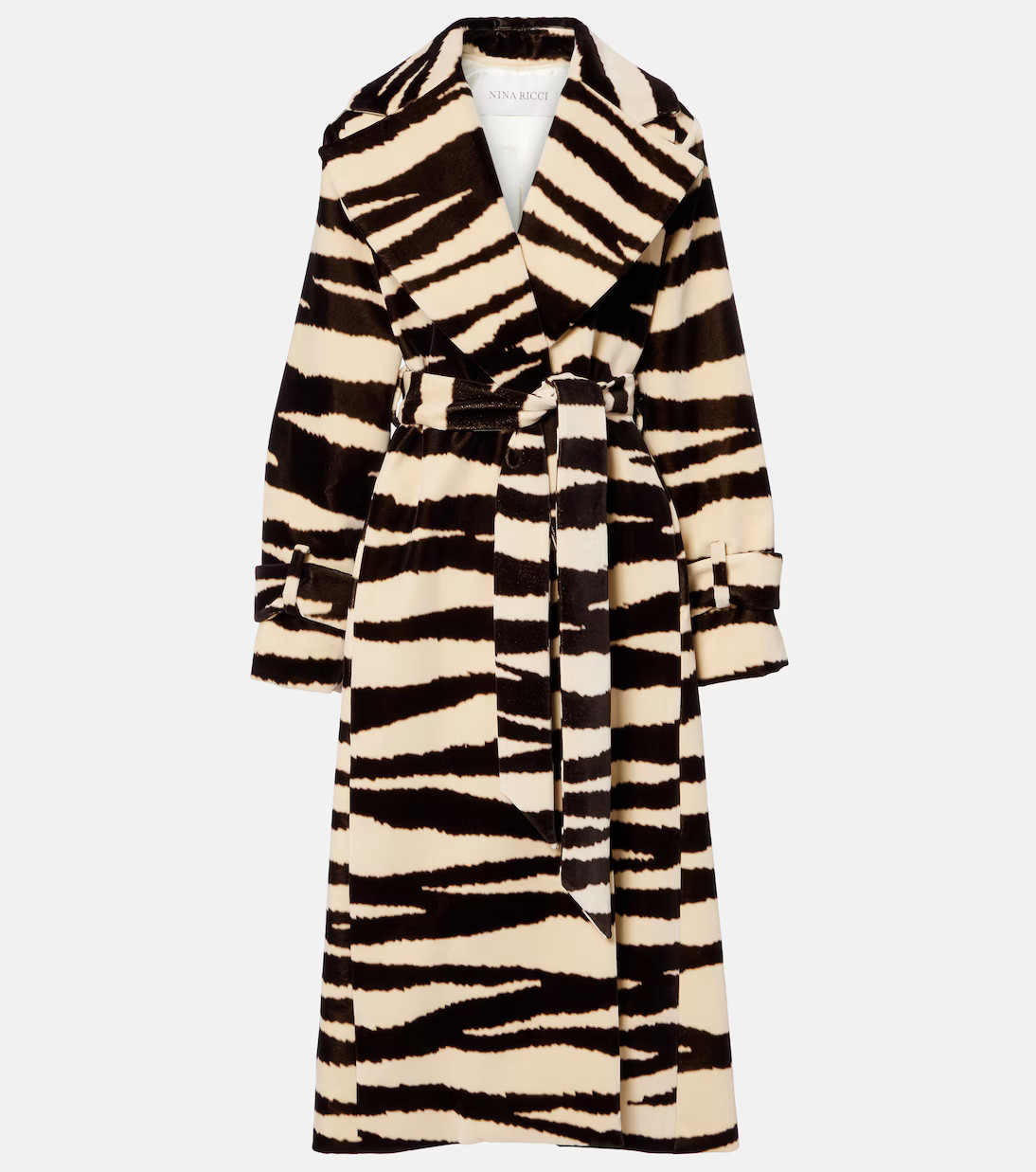Zebra-print cotton velvet wrap coat | Mytheresa (UK)