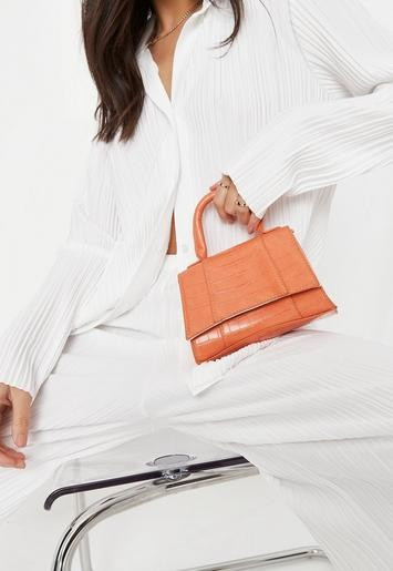 Missguided - Orange Missguided Mock Croc Curved Top Handle Bag | Missguided (US & CA)